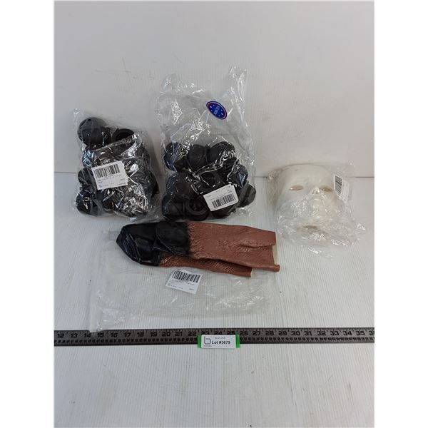 New/Unused Stock (Halloween Cauldron Decor, Latex Hoof Props, 6-Pack of Blank White Masks)