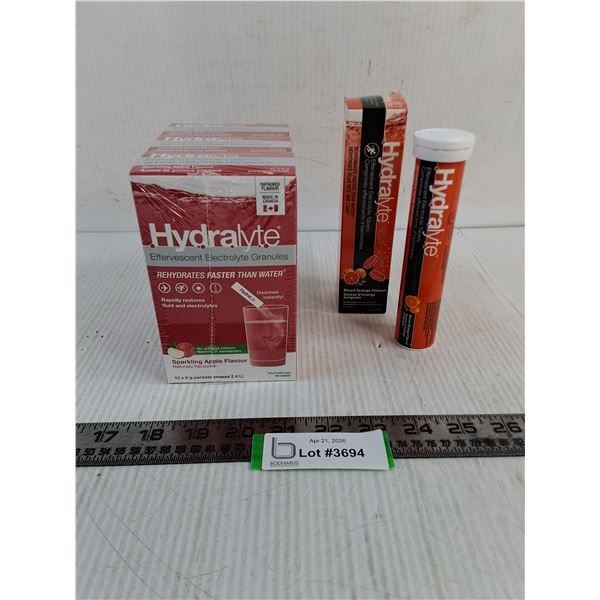 (3) Sealed Boxes of Hydralyte Drink Crystals, Sealed Hydralyte Drink Tablets