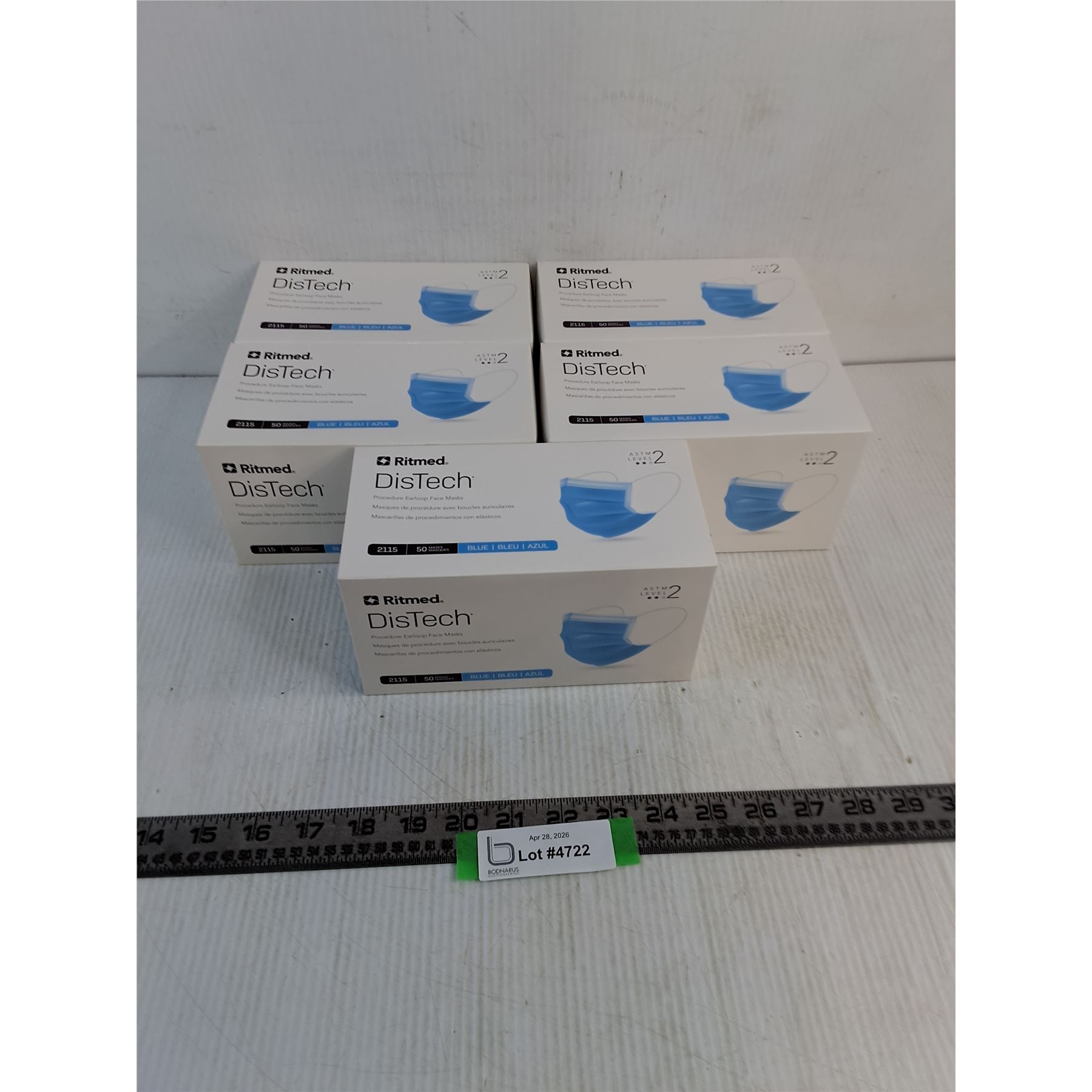 (5) Sealed Ritmed DisTech Boxes of 50 Face Masks