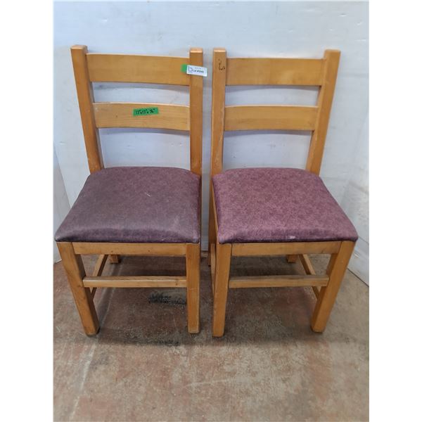 (2) Wood Frame Dining Chairs - Pickup Only