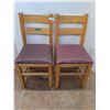 Image 1 : (2) Wood Frame Dining Chairs - Pickup Only
