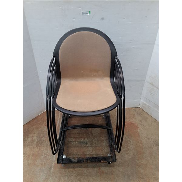 *(4) Metal Padded Chairs 32" Tall and Dolly 25.5" x 19.25" - Cannot Ship