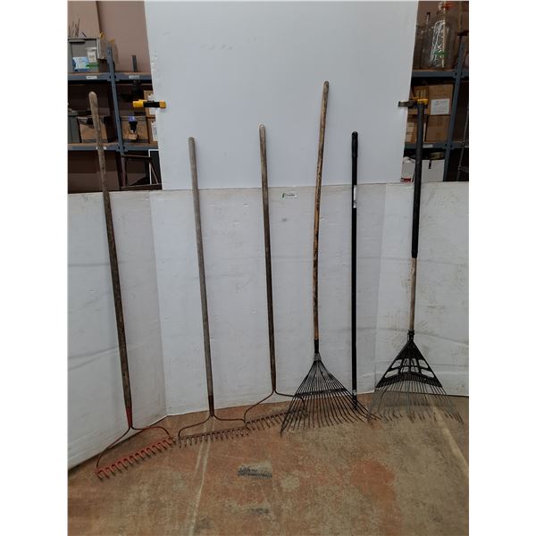 *(5) Rakes & Metal Handle Up to 68"- Cannot Ship
