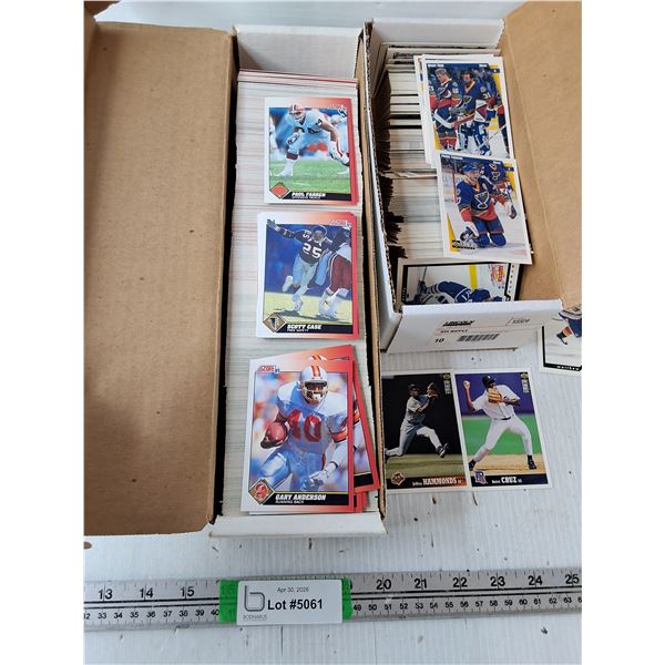 1991  Box of Topps NFL Player Cards and Box of Hockey and Baseball Cards