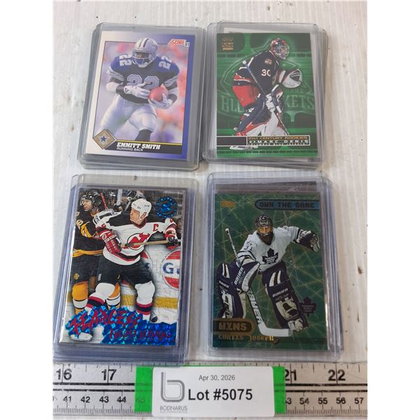 (20) Hockey and Football Player Cards in Sleeves