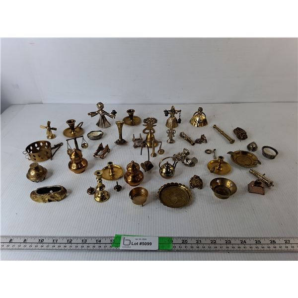 Mostly Brass Decorative Items- Bells, Animals, Windmill, Misc.