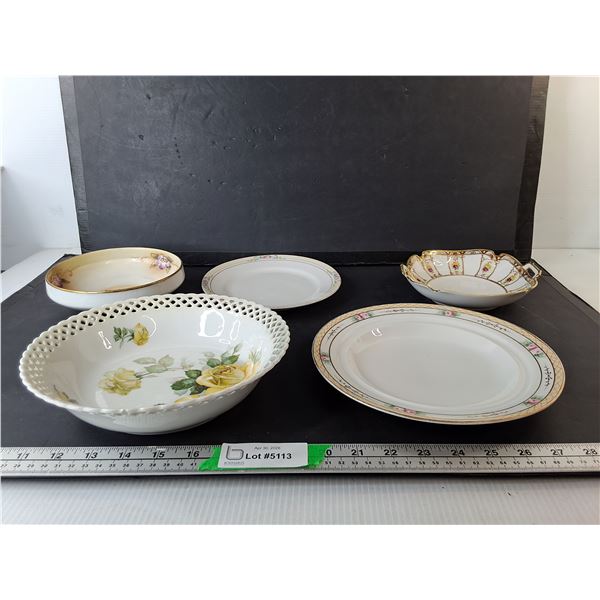 (5) Decorative Plates/Bowls- Mostly Nippon, Up to 9.25"