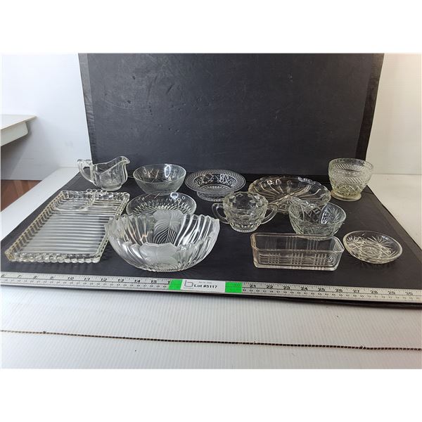 Glass Dish Set- Butter Dish, Creamer, Sugar Bowl, Misc.- Pick Up Preferred