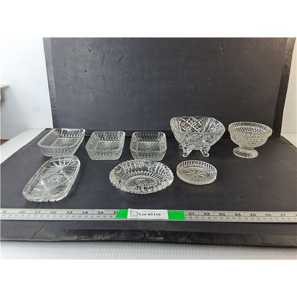 Glass Butter Dishes, Candy Bowl, Ashtray, Misc.