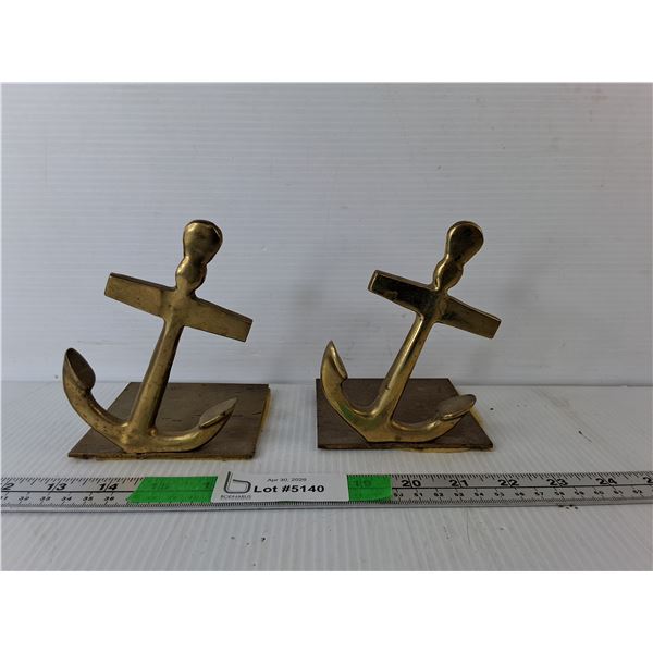 Brass Anchor Bookends 5.5" Tall