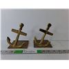 Image 1 : Brass Anchor Bookends 5.5" Tall