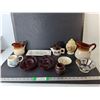Image 1 : Creamers, Ruby Red Glass Bowls, Inuit Style Tray & Mug, Misc.