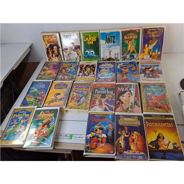 (23) Kids' VHS Tapes- Bambi, Pocahontas, Mulan, Miisc.