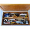 Image 3 : Wooden Toolbox 17" x 9" x 9.25" & Contents- PICK UP ONLY