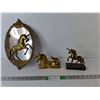 Image 1 : Brass Unicorn Figurines & Mirror 13" x 8"