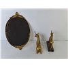 Image 2 : Brass Unicorn Figurines & Mirror 13" x 8"
