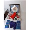 Image 3 : (6) Cloth Placemats, Knitted Slippers & Bag, Misc.