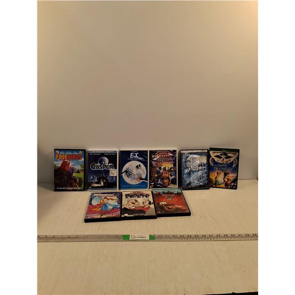 (9) Kids DVD's- Free Birds, Casper, ET, Oliver, Thumbelina, Misc