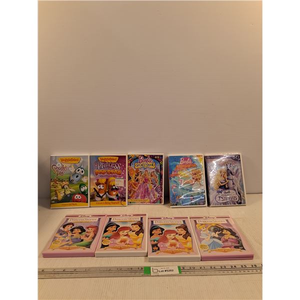 (9) Kids Movies- Veggietales, Barbie, Princess Stories