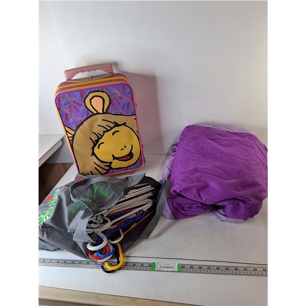 Bag Of Hangers, Arthur Rolling Suitcase (11"x5"x18"), Dora Air Mattress-Some Staining, Cannot Ship