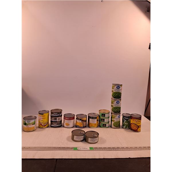 Variety Of Canned Goods- Wax Beans, Flaked White Tuna, Whole Kernel Corn, Pineapple Tidbits, Misc