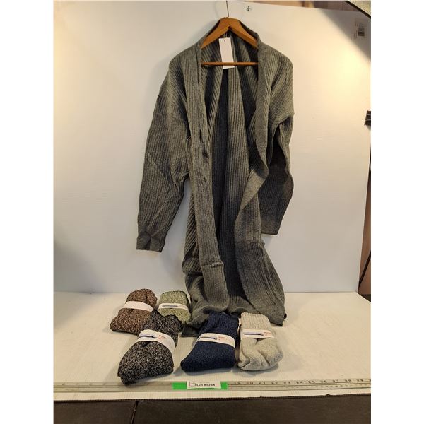 (5)Warm& Comfort Socks, Grey Cardigan