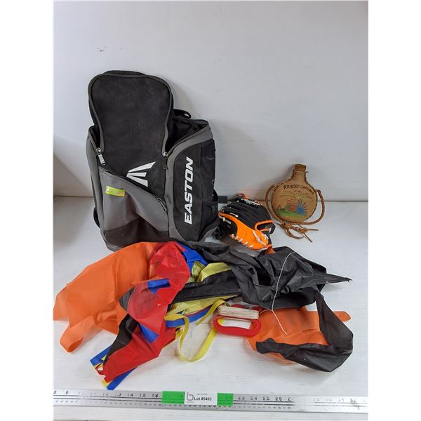 Easton Backpack, Kite, Water Flask, Rawlings Baseball Glove