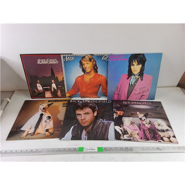 Assorted Vinyl Records - Rick Springfield, Joan Jett, Andy Gibb, Beegees