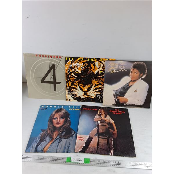 Assorted Vinyl Records - Bonnie Tyler, Foreigner, Eye of the Tiger, Michael Jackson