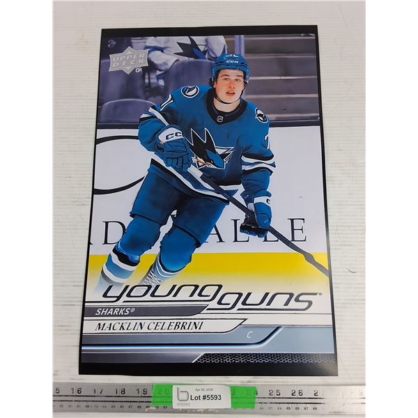 Upper Deck Sharks Macklin Celebrini Jumbo Rookie Poster 18" x 12"