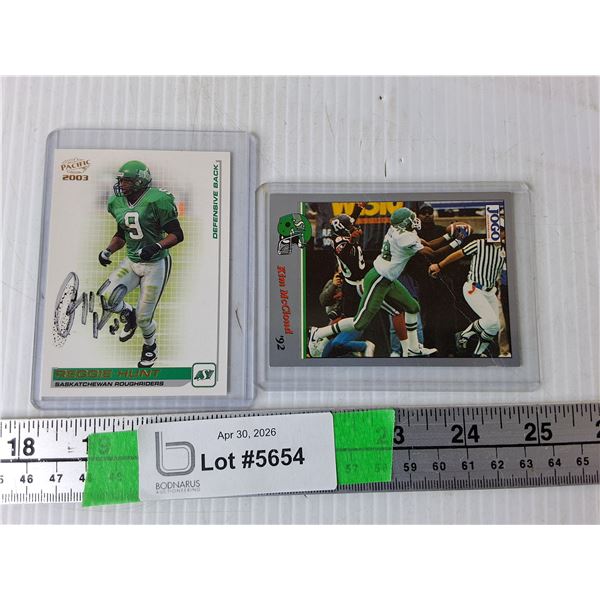 Kim McCloud & Reggie Hunt Autographed Saskatchewan Roughrider Cards- Cannot Authenticate