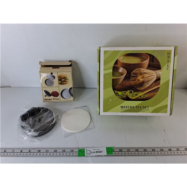 Burger Press & Matcha Tea Set- Both Appear NIB