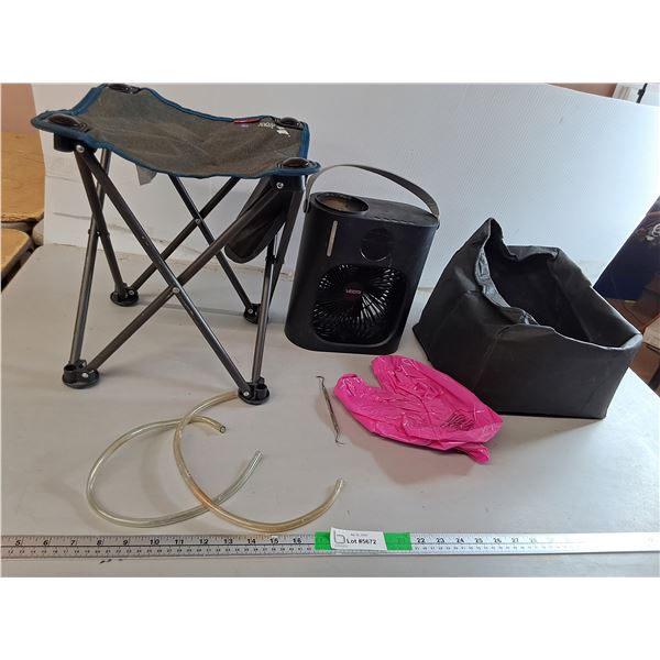 Collapsible Stool 12" x 13.5", Veemi Portable Fan-Untested/No Cord, Child's Inflatable Pool Ring, Mi