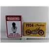 Image 1 : (2) Metal Signs 1934 Indian Motorcyle & Trespassing 11.75" x 8"