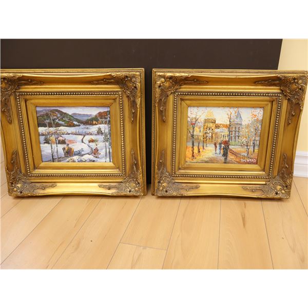 LOT: 2 FRAMED OIL ON CANVAS PAINTINGS, TIM WARD, WOOD FRAMES, 18-1/2" X 16-1/2"
