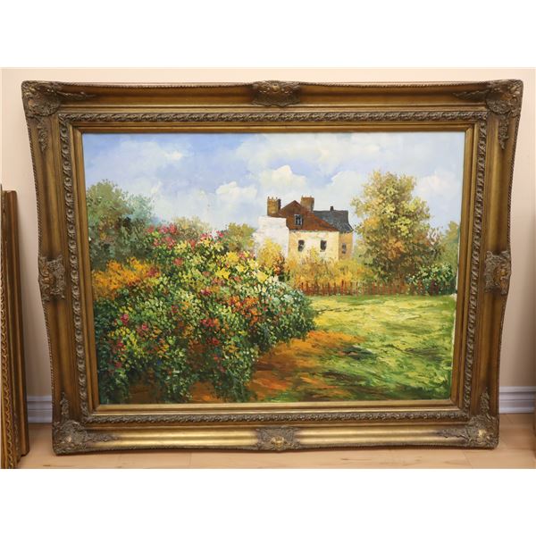 OIL ON CANVAS PAINTING, BORTALIN, WOOD FRAME, 59" X 47"