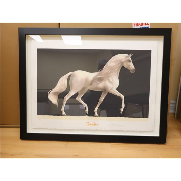 LOT OF 2 FRAMED "CHEVAL BLANC" PRINTS, NUMBERED 142/1247 & 144/1247, 36" X 27"