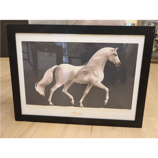 LOT OF 4 FRAMED "CHEVAL BLANC" PRINTS, NUMBERED, 33-1/2" X 24-1/2"