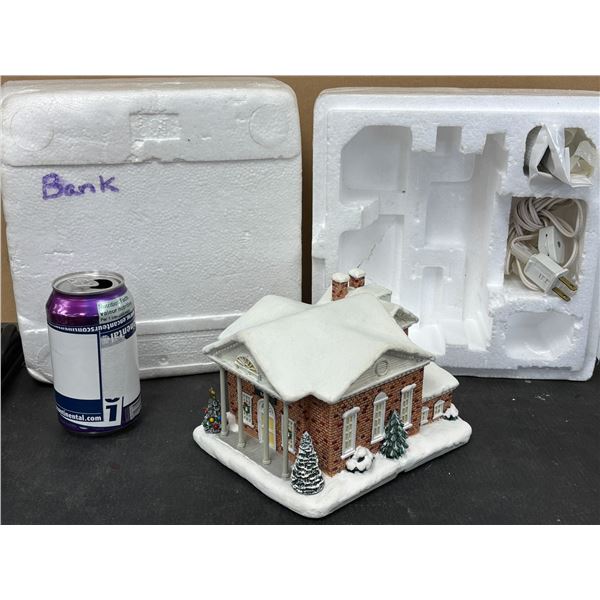 HAWTHORN VILLAGE "CHRISTMAS VILLAGE BANK" NORMAN ROCKWELL (WITH LIGHT)