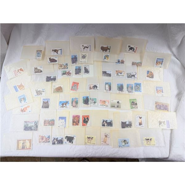 COLLECTION OF POSTAGE STAMPS FEATURING VARIOUS CAT BREEDS (INTERNAL REFERENCE: D)