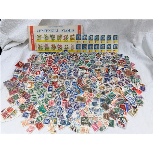 VINTAGE, LARGE ASSORTMENT OF LOOSE, CANCELED CANADIAN STAMPS