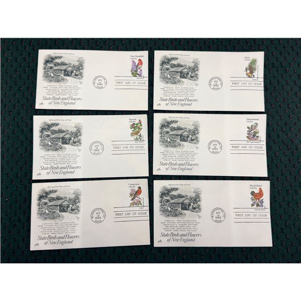 FIRST DAY OF ISSUE STATE BIRDS AND FLOWERS OF THE UNITED STATES SERIES: NEW ENGLAND STATES (INTERNAL