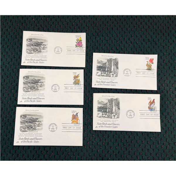 FIRST DAY OF ISSUE STATE BIRDS AND FLOWERS OF THE UNITED STATES SERIES: PACIFIC STATES AND FRONTIER 