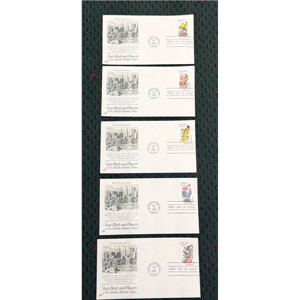 FIRST DAY OF ISSUE STATE BIRDS AND FLOWERS OF THE UNITED STATES SERIES: MIDDLE ATLANTIC STATES (INTE