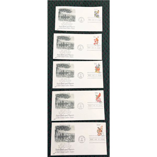 FIRST DAY OF ISSUE STATE BIRDS AND FLOWERS OF THE UNITED STATES SERIES: GREAT LAKES STATES (INTERNAL