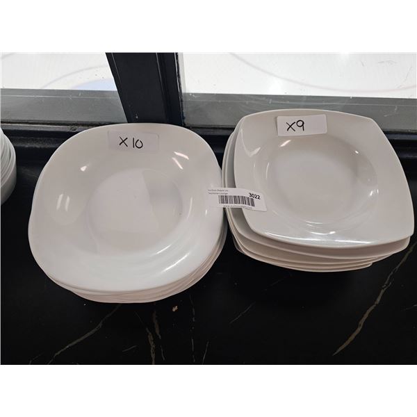 Lot of 19 White Ceramic Plates and Bowls
