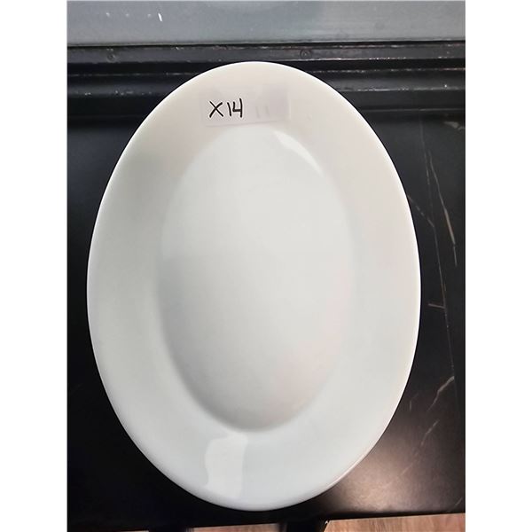 Lot of 14 White Oval Ceramic Serving Plates