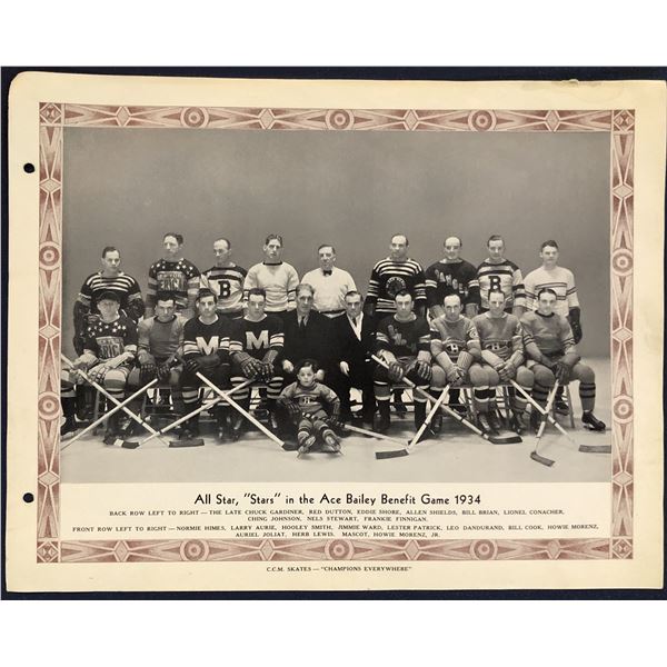 CCM HOCKEY TEAM PICTURE 1934 ACE BAILEY BENEFIT GAME