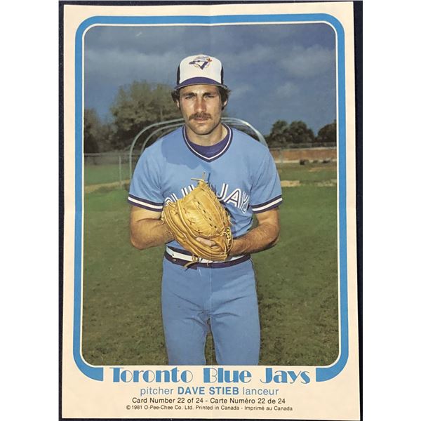 1981 O-PEE-CHEE BASEBALL INSERT POSTER - DAVE STIEB