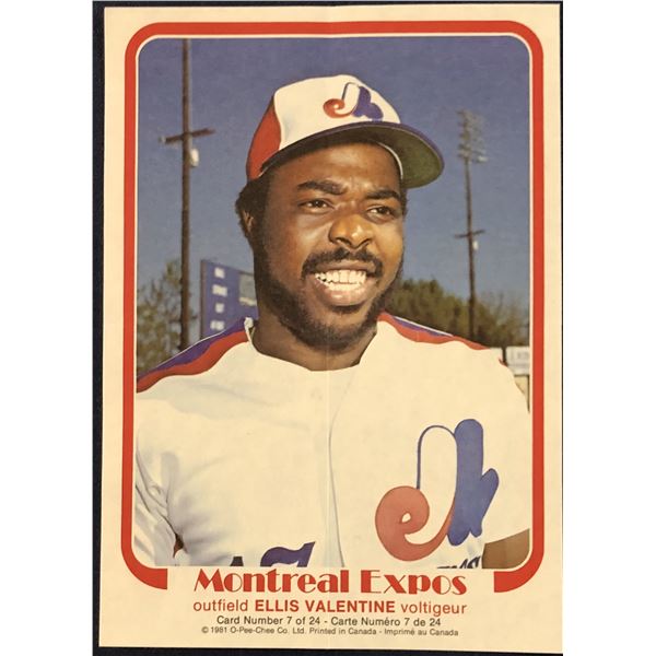 1981 O-PEE-CHEE BASEBALL INSERT POSTER - ELLIS VALENTINE